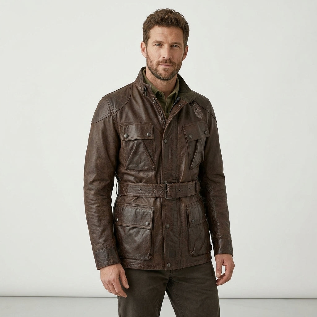 Men’s Trialmaster Panther Leather Biker Jacket