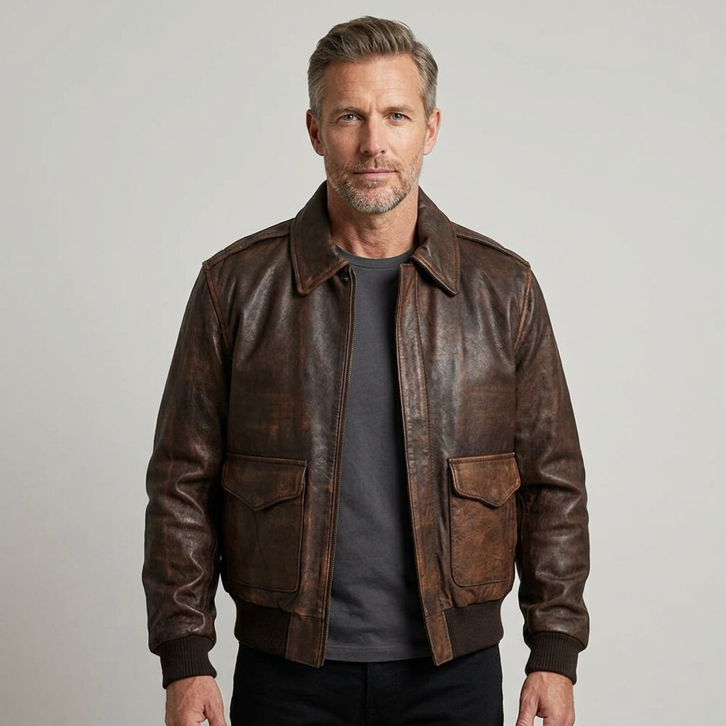 Men’s Aviator Brown WWII Flying Bomber Jacket