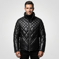 Men’s Black Lambskin Leather Puffer Jacket