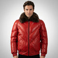 Men’s Premium Red Goose Down Leather Jacket
