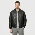 Men’s Quilted Lambskin Leather Jacket with Down Filling