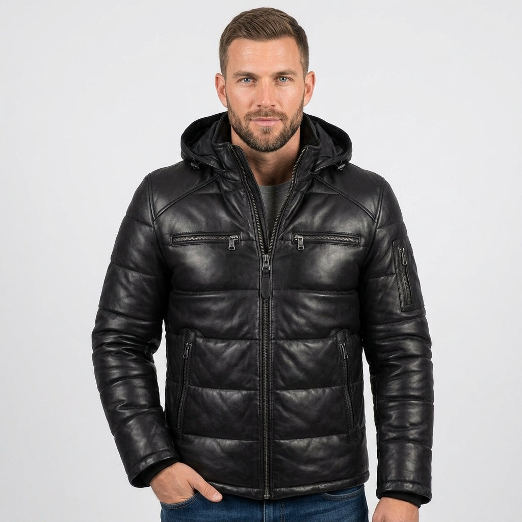 Men’s Sportswear Leather Down Jacket