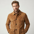Men’s Brown Suede Field Leather Jacket - Jackets Kingdom