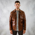 Men’s Classic Brown Leather Field Jacket