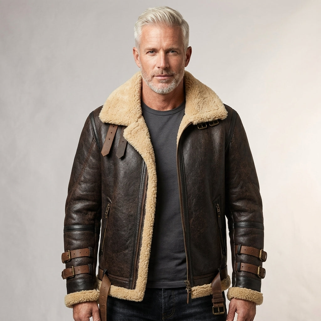 Men’s B3 Flying Aviator Shearling Leather Jacket