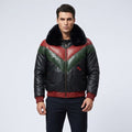 Men’s Stylish Multicolor V-Bomber Leather Jacket – Quilted Streetwear Style