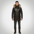 Men’s Vintage Biker Leather Jacket with Hood