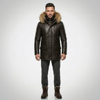 Men’s Vintage Biker Leather Jacket with Hood