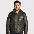 Men’s Custom Premium Brown Cowhide Leather Aviator Bomber Jacket