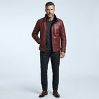 Men’s Maroon Sheepskin Shearling Aviator Jacket