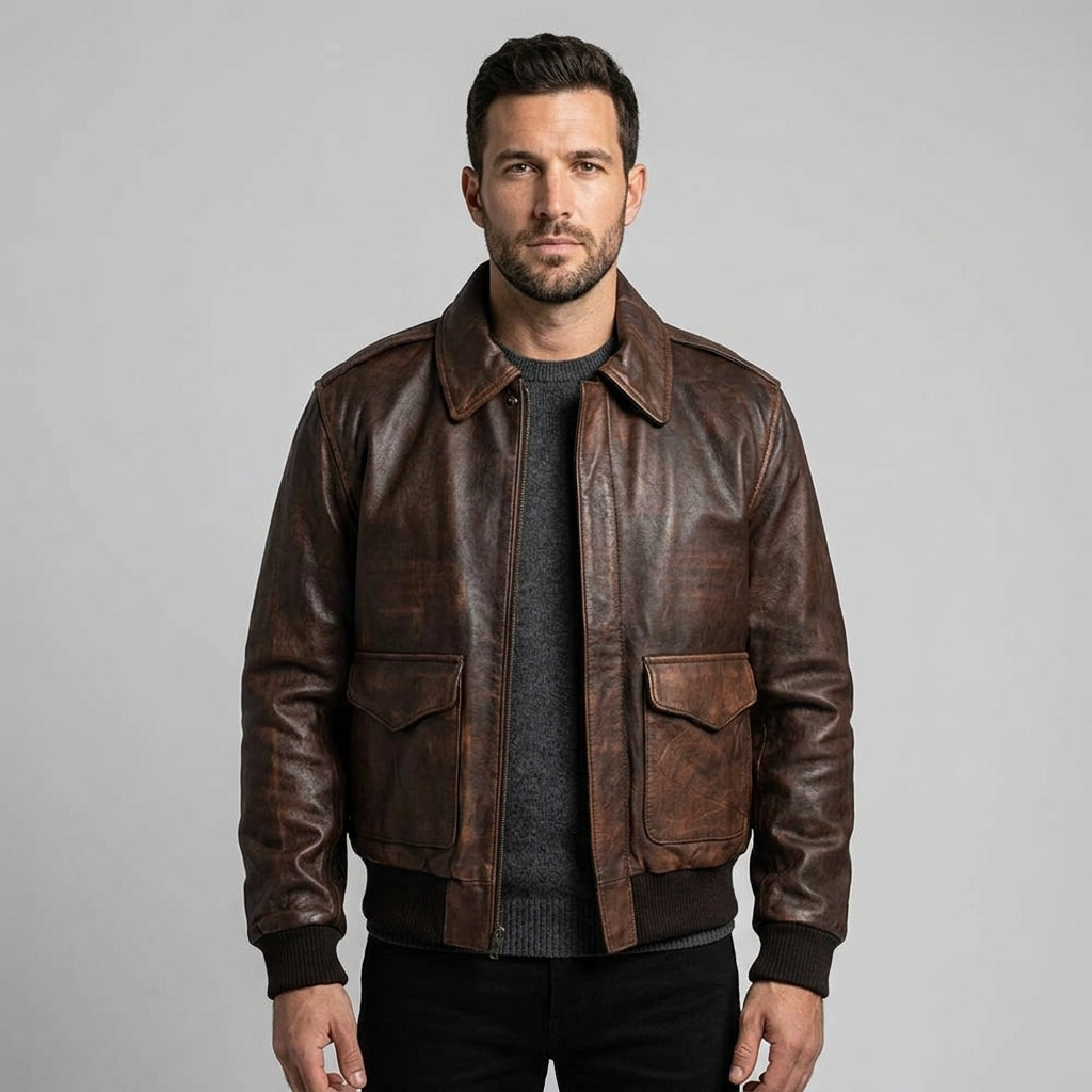 Men’s Aviator Brown WWII Flying Bomber Jacket