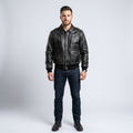 Men’s 80s A2 Flight Vintage Military Leather Jacket – Black Aviator Style