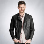 Men’s Classic Casual Black Leather Jacket
