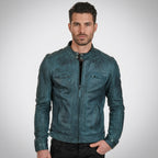 Men’s Distressed Café Racer Leather Jacket