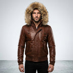 Men’s Vintage Biker Jacket with Hood