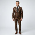 Men’s Brown Leather Blazer – Classic Slim Fit Smart Casual Style