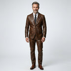 Men’s Brown Leather Blazer – Classic Slim Fit Smart Casual Style