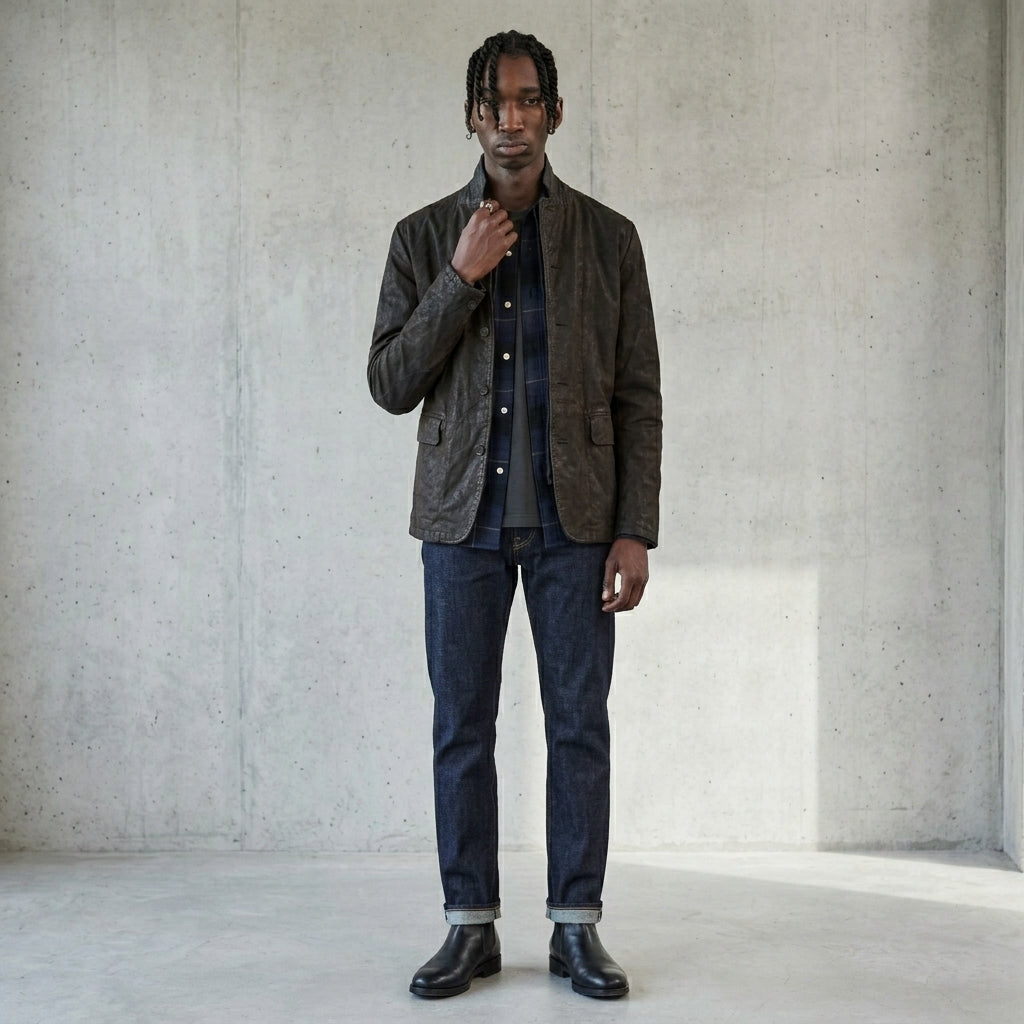 Men’s Black Suede Leather Blazer Jacket
