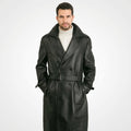 Men’s Genuine Leather Trench Coat – Classic Longline Premium Style