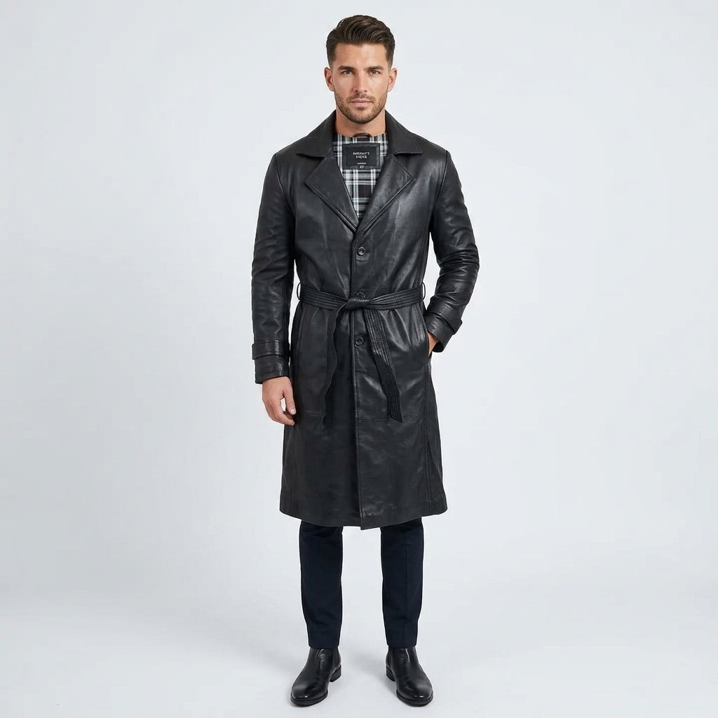 Men’s Genuine Black Leather Sport Coat – Slim Fit Smart Casual Blazer Style