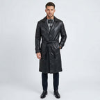 Men’s Genuine Black Leather Sport Coat – Slim Fit Smart Casual Blazer Style