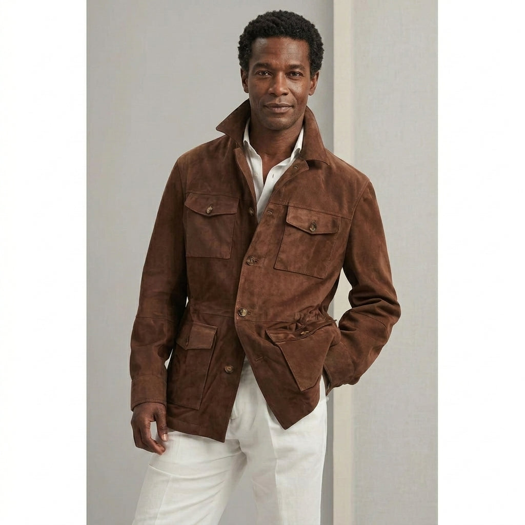 Men’s Brown Suede Field Leather Jacket