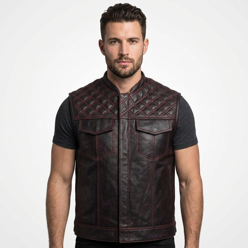 Men’s Leather Motorcycle Vest