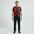 Men’s Vintage Red Leather Biker Vest