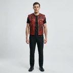 Men’s Vintage Red Leather Biker Vest