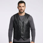 Men’s California Style Leather Biker Vest – Classic Club Vest