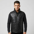 Men’s Black Quilted Leather Puffer Vest