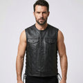Men’s Black Sheepskin Leather Biker Vest
