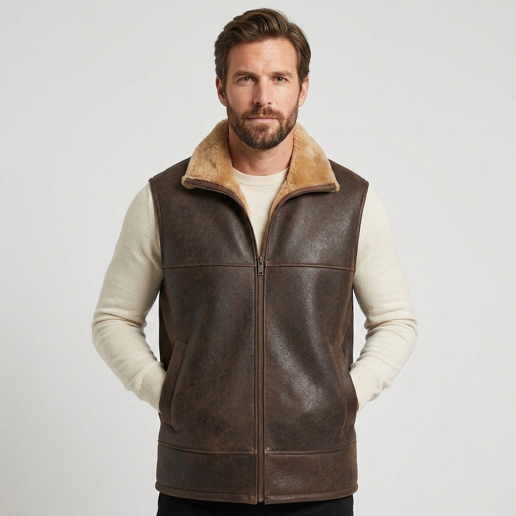 Men’s Shearling Fur Flight Pilot Vest