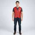 Men’s Red Leather Motorcycle Biker Vest