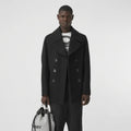 Men’s Black Fleece Peacoat – Classic Double-Breasted Winter Coat