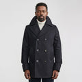 Men’s Dark Navy Fleece Peacoat – Classic Double-Breasted Winter Coat