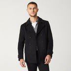 Men’s Black Navy Wool Peacoat – Classic Double-Breasted Winter Coat