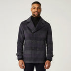 Men’s Dark Navy Wool Peacoat – Classic Double-Breasted Winter Coat