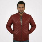 Men’s Lambskin Quilted Leather Jacket – Slim Fit Biker Style