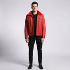Men’s Red Shearling Trucker Leather Jacket