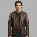 Men’s Distressed Brown Leather Jacket – Vintage Genuine Leather Biker Coat