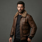 Men’s Chocolate Brown G-1 Leather Bomber Jacket