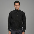 Men’s Black Suede Leather Bomber Jacket