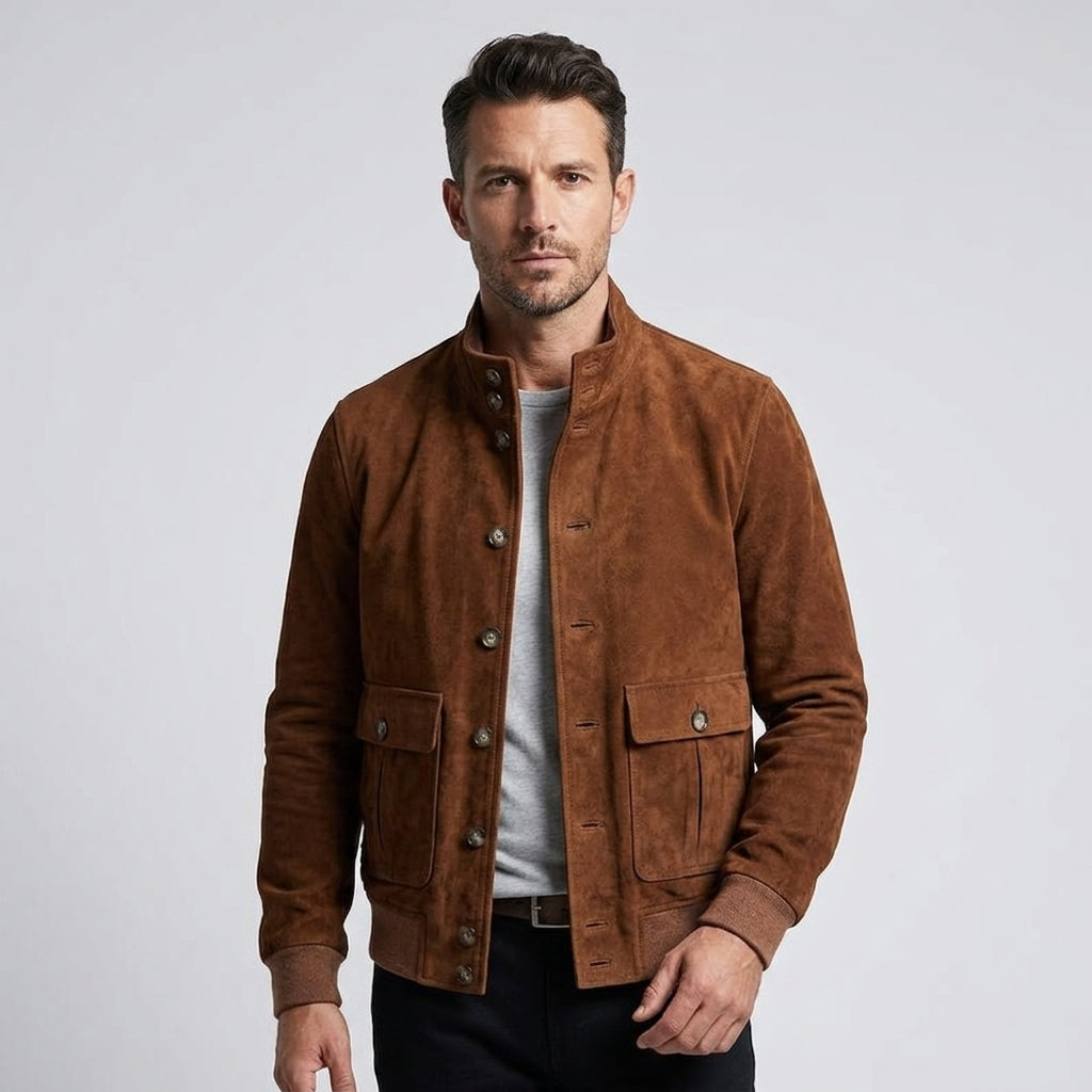Men’s A-1 Suede Leather Flight Bomber Jacket