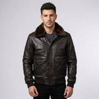 Men’s A2 Air Force Aviator Leather Flight Bomber Jacket