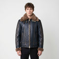 Men’s Blue Sheepskin Shearling Leather Jacket