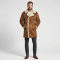 Men’s Tan Brown Suede Shearling Leather Coat