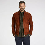 Men's Brown Suede Trucker Jacket – Classic Western Leather Jacket