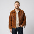 Men's Brown Suede Cowboy Fringe Jacket – Classic Western Style