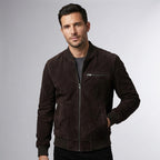 Men’s BlackShadow Suede Bomber Jacket – Premium Black Casual Style